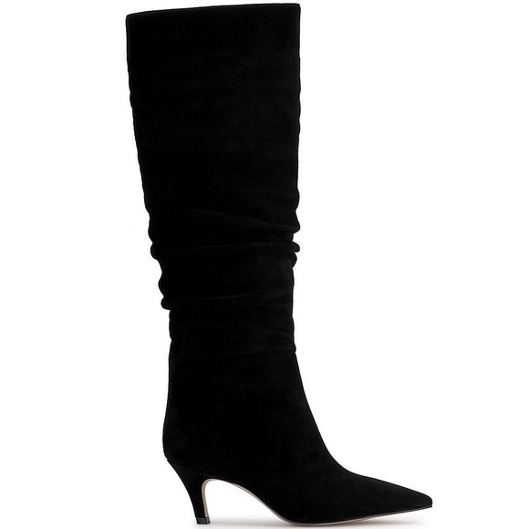 NEW Jessica Simpson Black Suede Slouchy Knee High Kitten Heel Boot Size 6.5 - Picture 2 of 15
